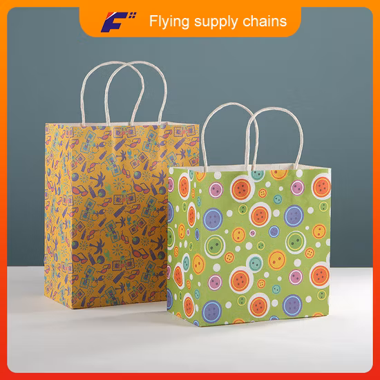 Recycled Biodegradable Retail Grocery Shopping Packaging Custom Made Fast Food Take Away Clothes Packaging Kraft Paper Bag